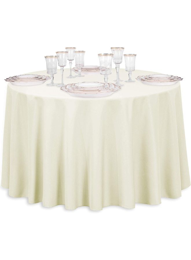 NIBEMINENT Solid Pattern Table Cloth Ivory 108inch - Image 3