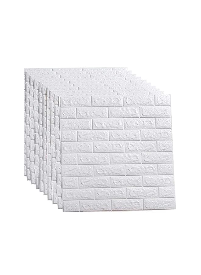 Zaboon Brick Wall Stickers 10Pc 3D Wall Sticker Self Adhesive Wall Panels Waterproof Pe Foam White Wallpaper For Living Room Tv Wall And Home Decor Qz10P Wt Tmm - Image 2