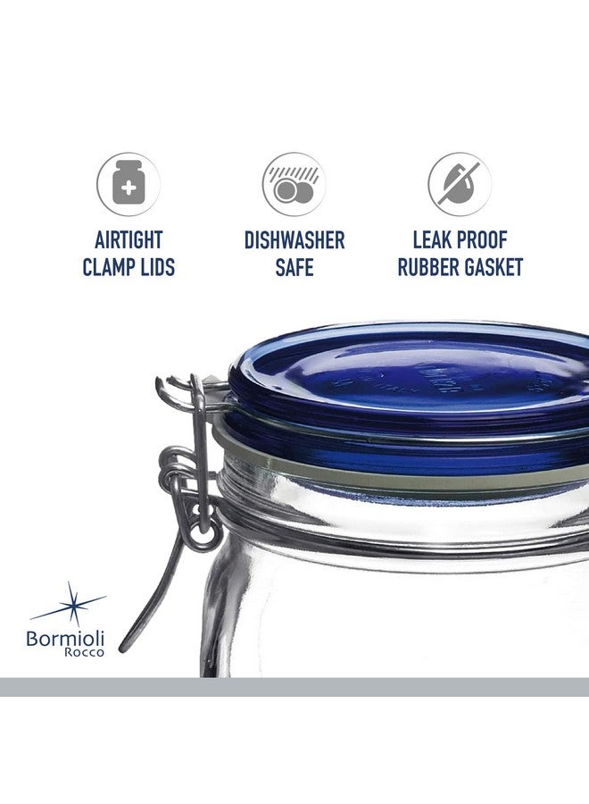 Bormioli Rocco Fido Collection, 2 Pack, 50.75 Oz. Food Storage Glass Jars, Airtight Rubber Seal & Glass Lid, With Stainless Wire Clamp, Made In Italy. - Image 2