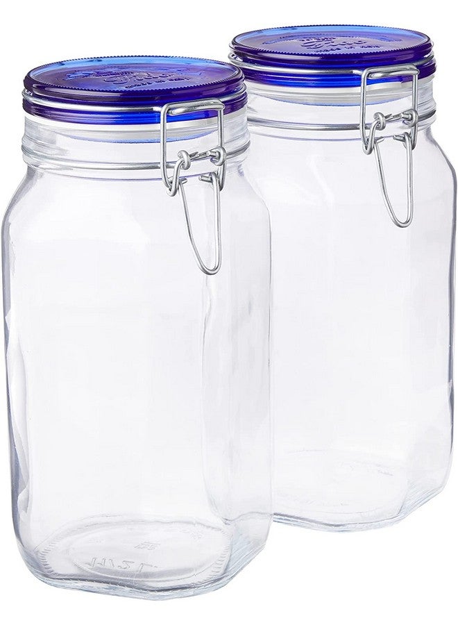 Bormioli Rocco Fido Collection, 2 Pack, 50.75 Oz. Food Storage Glass Jars, Airtight Rubber Seal & Glass Lid, With Stainless Wire Clamp, Made In Italy. - Image 1