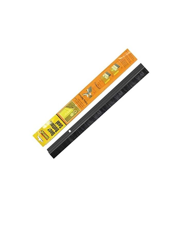 ROBUSTLINE Robustline Door Bottom Brush Seal with Frame, Black, 120cm, Aluminium  - Image 1