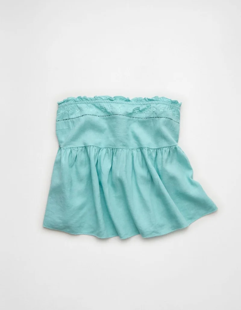 American Eagle  AE Embroidered Strapless Babydoll Tube Top for Women | Best Price UAE