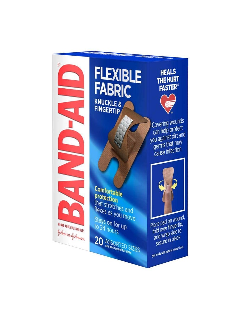 PS Medical Bandaid Flexible Fabric Knuckle & Fingertip Bandages, Assorted, Box of 20 