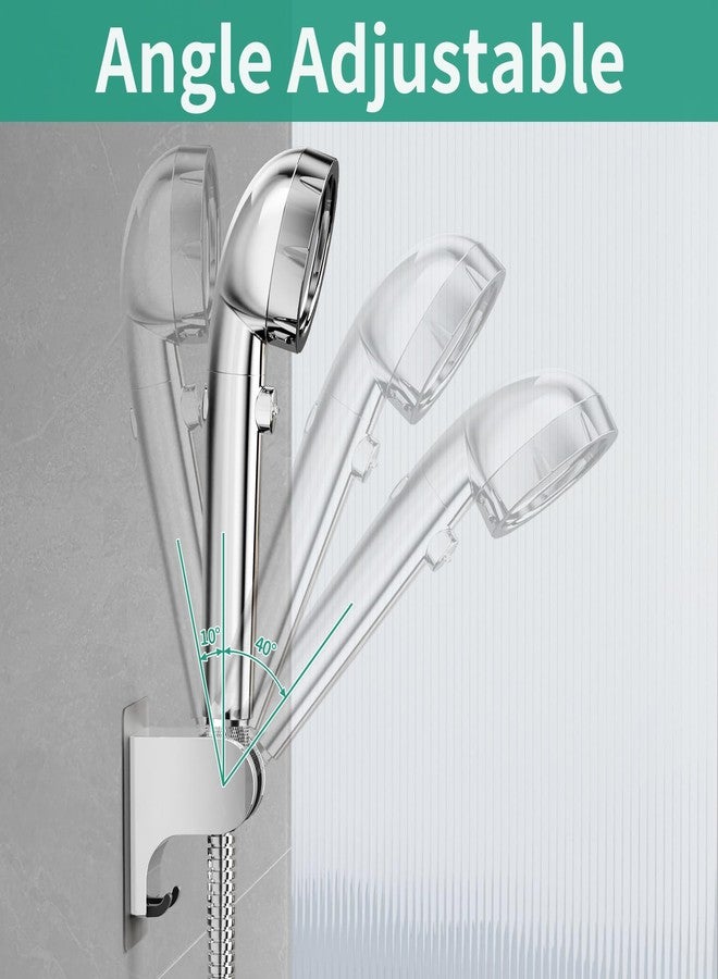 HEROBAI Hand Held Shower Head Holder Wall Mount, Shower Hose Holder Adhesive with 2 Hanger Hooks, Adjustable Shower Handle Holder, No Drilling Shower Wand Holder (Chrome, 1 Pack) - Image 4
