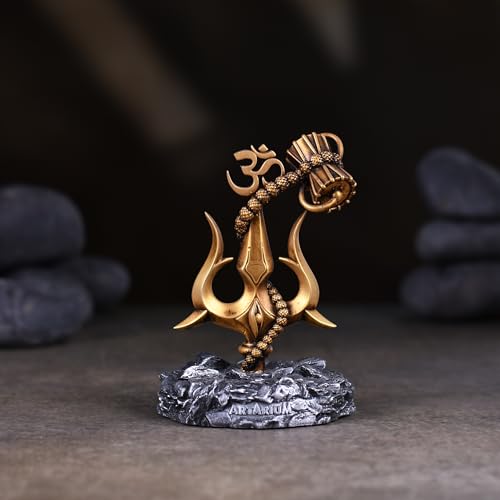 Artarium Trishul with Damru Traditional Trishul Damru Shiva Trishul Decorative Showpiece for Car Dashboard Home Decor Pooja Room Black Base 3.9 Inch - Image 3