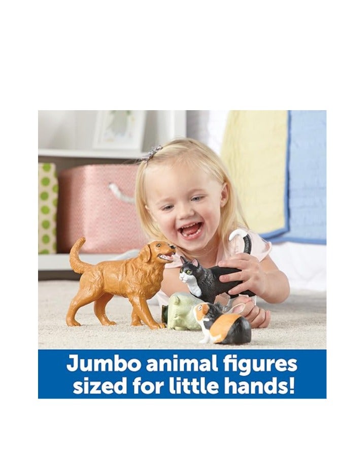 Learning Resources Jumbo Domestic Pets, Cat, Dog, Rabbit, Fish and Bird, 6 Animals, Ages 2+ Multi-color - Image 2