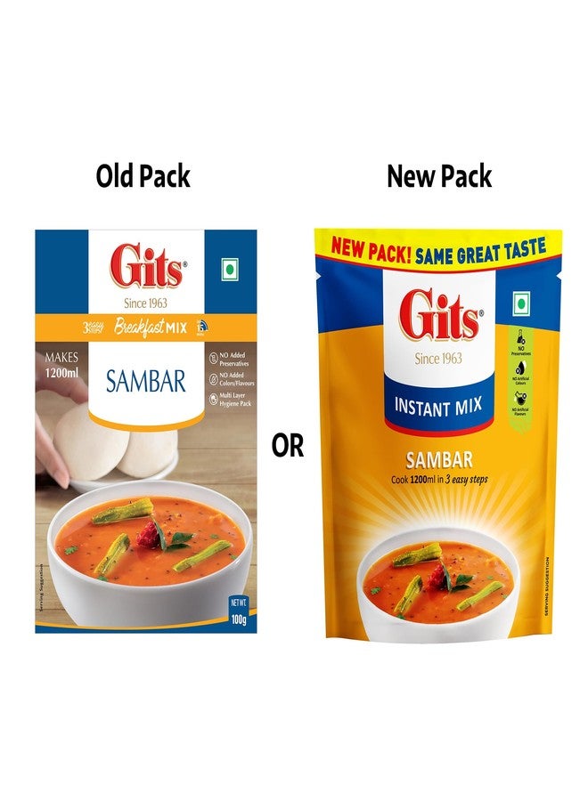 Gits Instant Sambhar Breakfast Mix, Makes 1200ml per Pack, Pure Veg, South Indian Recipe 100g - Image 2