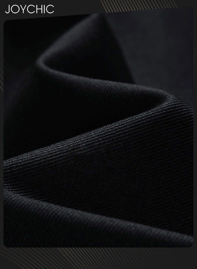 Joychic Classic Windbreaker Spring and Autumn Winter Men Work Jacket Casual Loose Hooded Zipper Windproof Coat Large Size Outdoor for Camping Climbing Black - Image 5