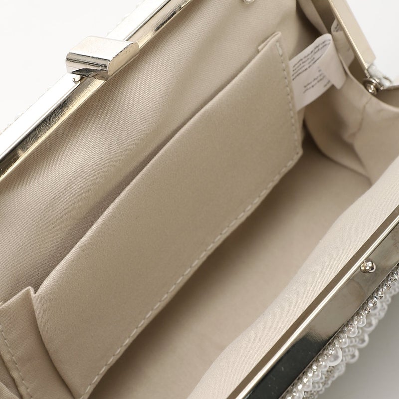 Mr.joe V Shaped Pearl-embellished Clutch - Silver - Image 4