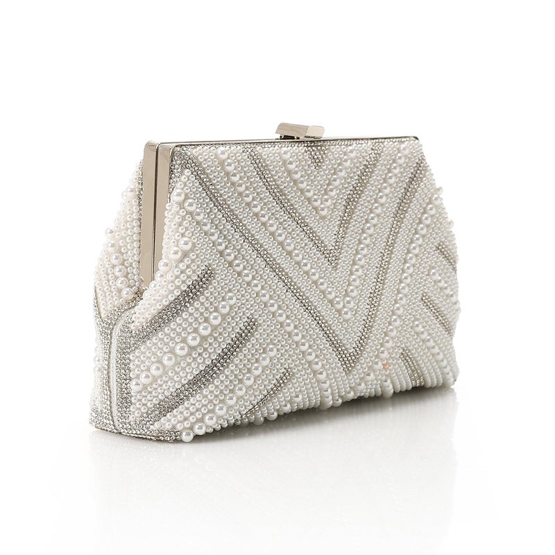Mr.joe V Shaped Pearl-embellished Clutch - Silver - Image 2