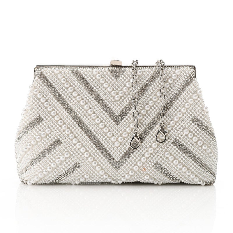 Mr.joe V Shaped Pearl-embellished Clutch - Silver - Image 3