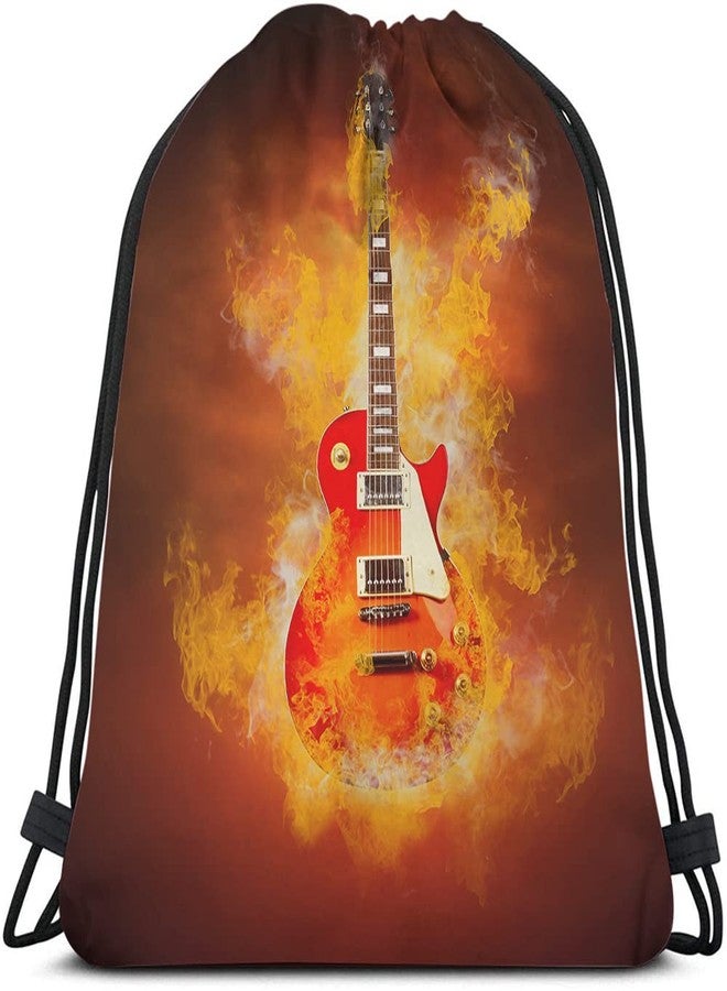 Beabes Guitar Drawstring Bags Backpack Bag with Cool Hipster Rock N Roll Music Grunge Art Sport Gym Sack for Men Women - Image 1