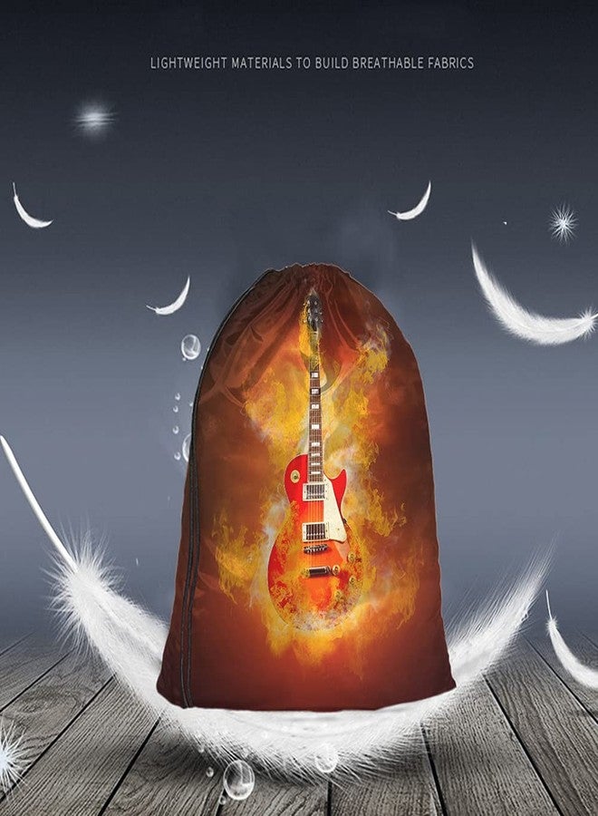 Beabes Guitar Drawstring Bags Backpack Bag with Cool Hipster Rock N Roll Music Grunge Art Sport Gym Sack for Men Women - Image 2