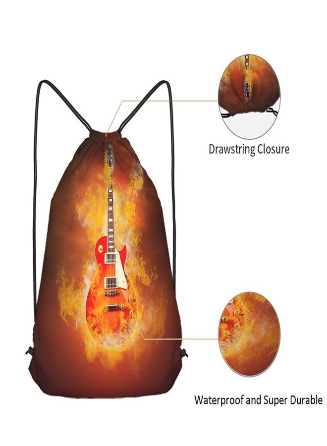 Beabes Guitar Drawstring Bags Backpack Bag with Cool Hipster Rock N Roll Music Grunge Art Sport Gym Sack for Men Women - Image 5