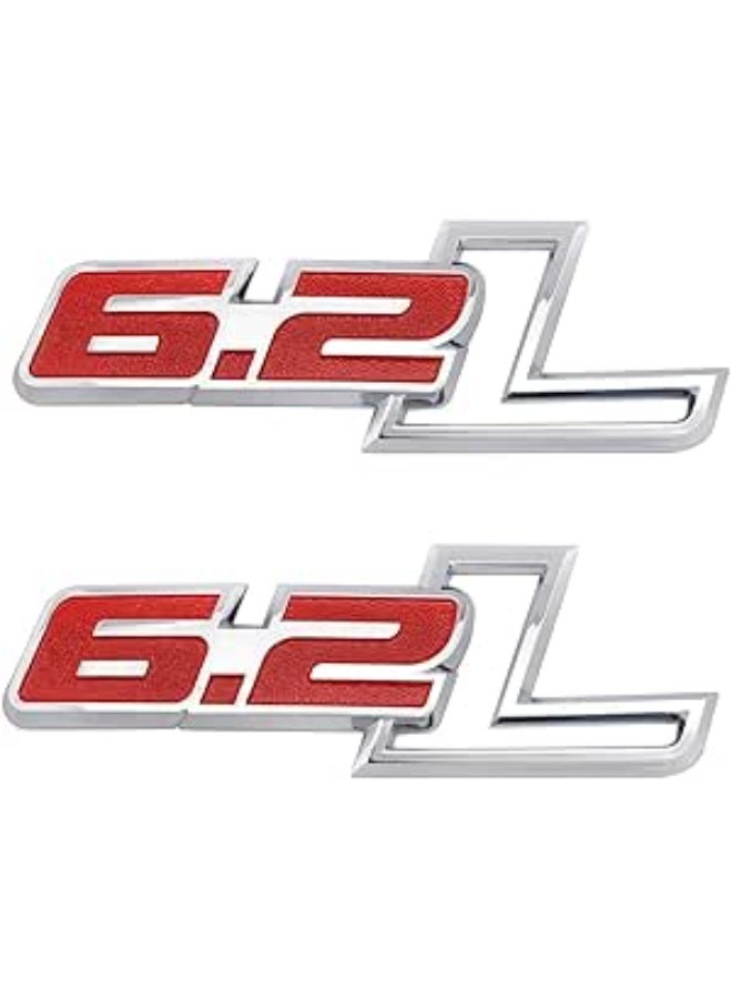 توف 2 قطعة 6.2 لتر ABS شعار ملصق السيارة صالح لجميع السيارات شارة الشعارات الخارجية للسيارة (أحمر فضي) - Image 3