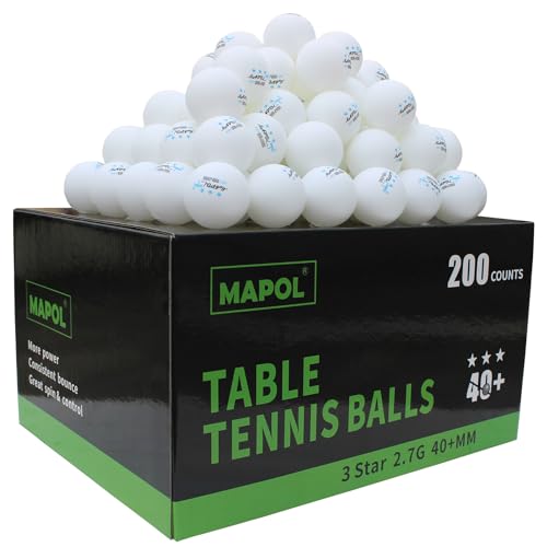 MAPOL 200 Count Table Tennis Balls, 3 Star Advanced Training Ball, Bulk Ping Pong Balls for Indoor & Outdoor Sports (White) - Image 1