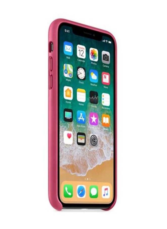 Apple Leather Protective Case And Cover For iPhone X Fuchsia - Image 4