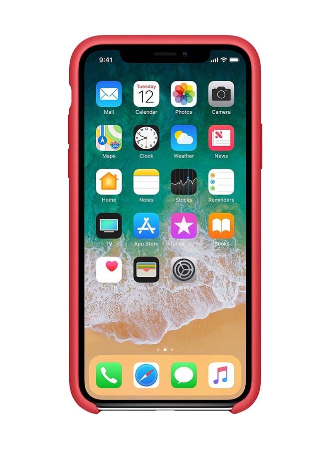 Apple Leather Protective Case And Cover For iPhone X Fuchsia - Image 2