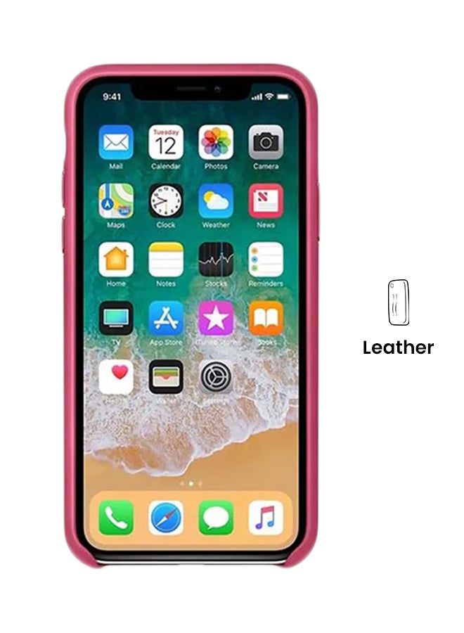 Apple Leather Protective Case And Cover For iPhone X Fuchsia - Image 3