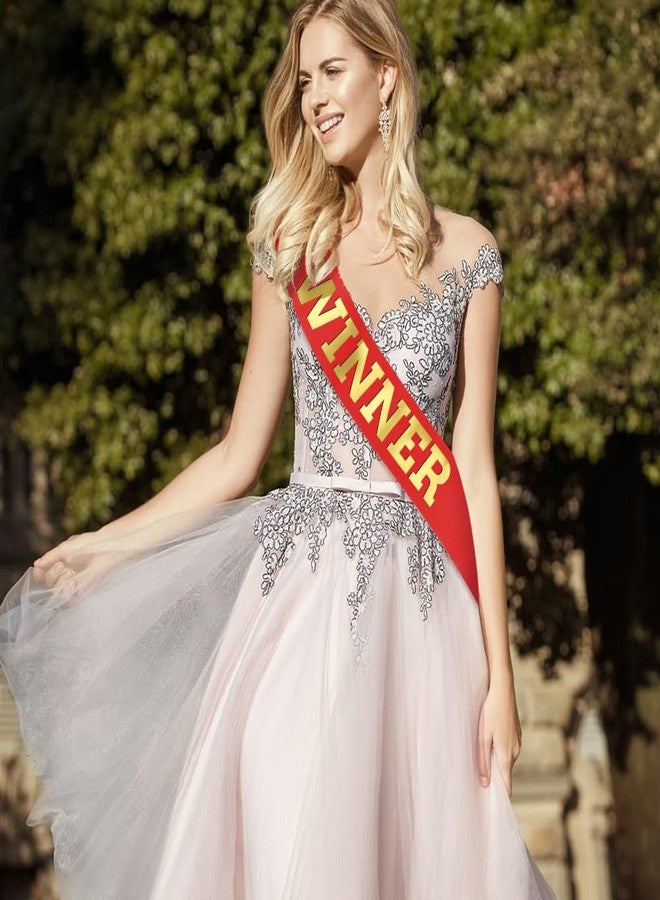 GDTO8820 Winner Satin Sash Party Accessory, Red And Gold Winner Satin Sashes Celebrate In Style At Parties, Contests, Sporting Events And Competitions, 1st Place Award Sash Grand Prize Ribbon Winner Victory Ribbon Deluxe Recognition Ribbons for Classroom, RED - Image 3