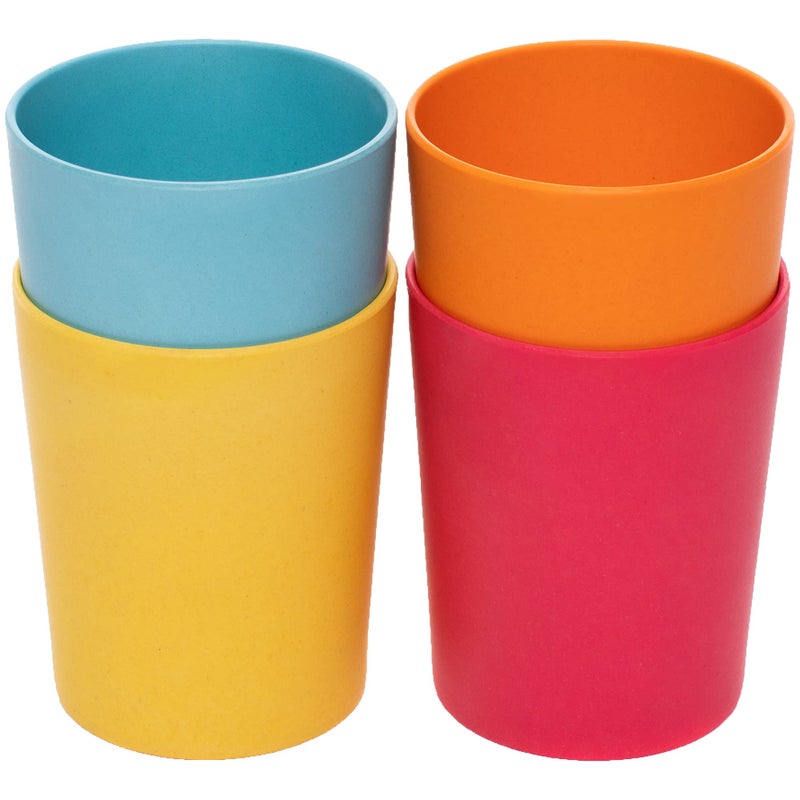 WeeSprout Bamboo Toddler Cups 4 pc Set 10 fl oz Organic NonPlastic Cup Pack for Toddlers Big Kids or Baby Natural