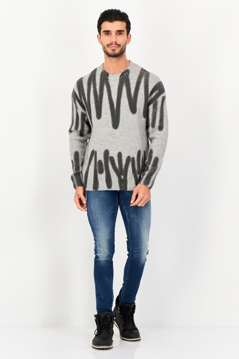 Selected Homme Men Oversize Crew Neck Textured Sweater, Multicolor - Image 4