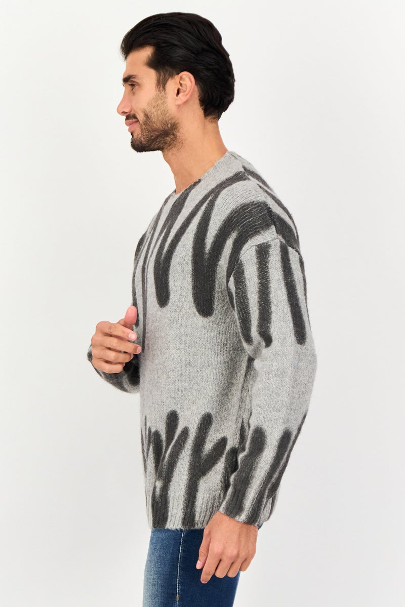 Selected Homme Men Oversize Crew Neck Textured Sweater, Multicolor - Image 3