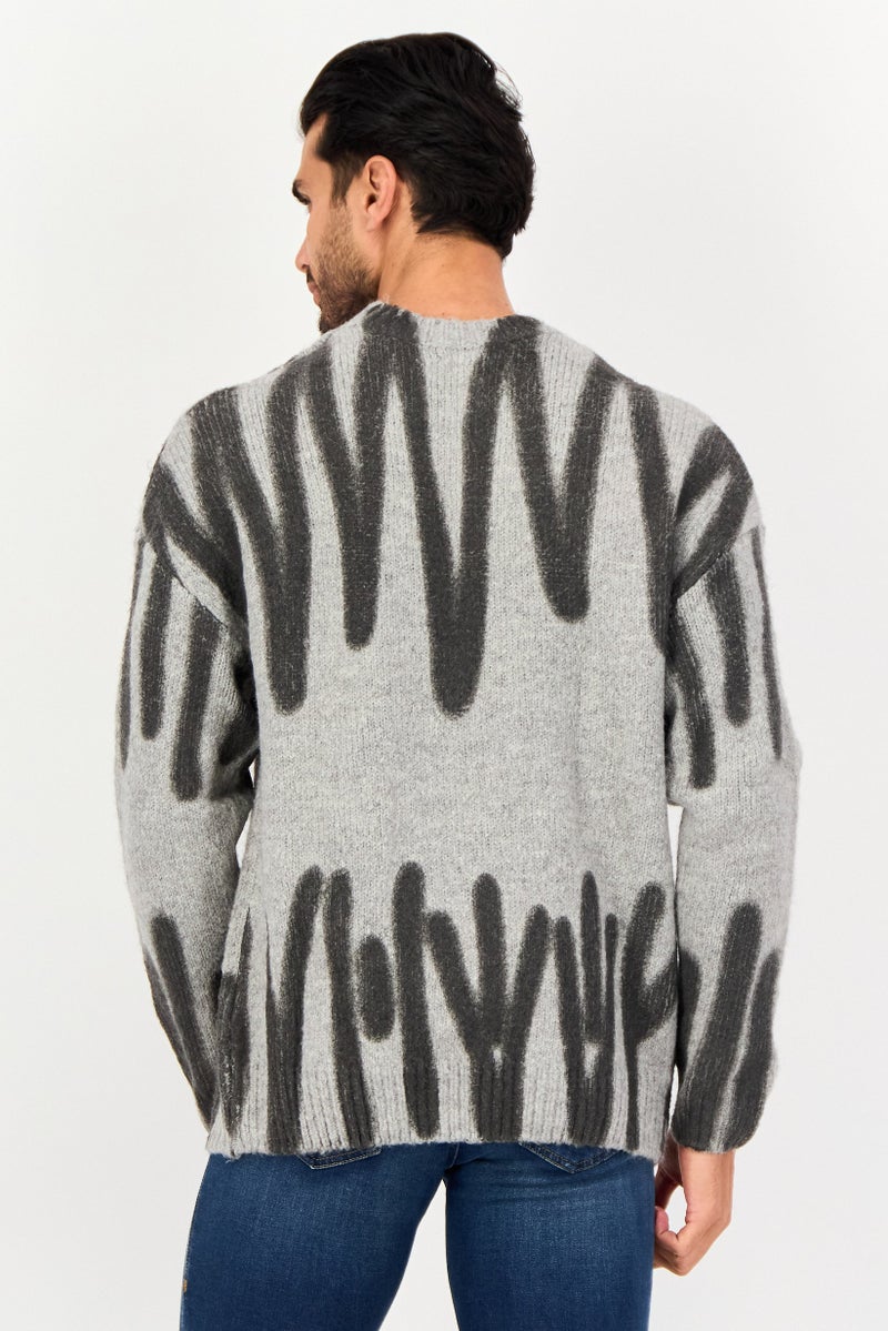 Selected Homme Men Oversize Crew Neck Textured Sweater, Multicolor - Image 2