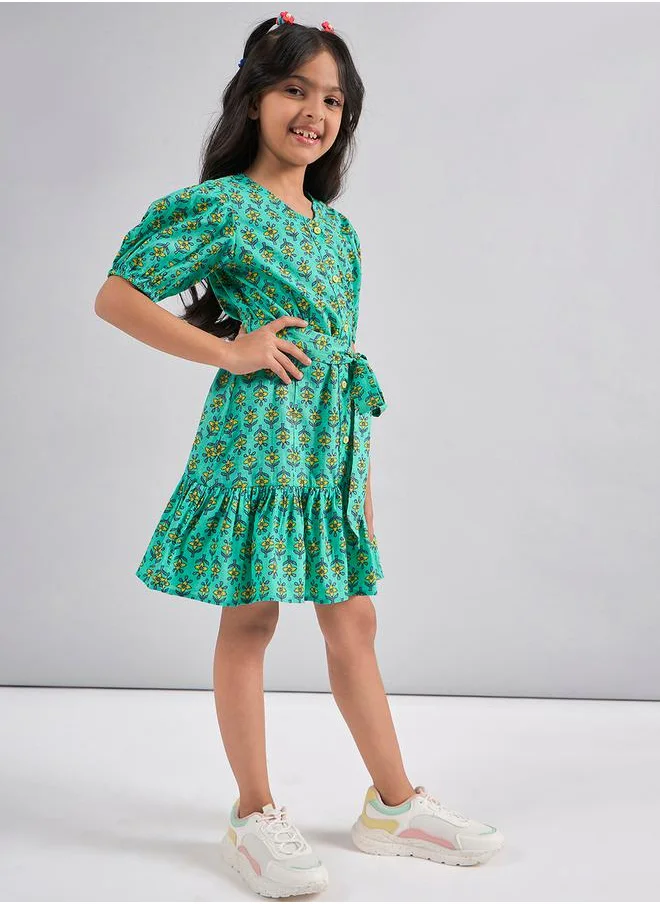 Stylo Bug Flower Print Fit and Flare Casual Dress by Styli