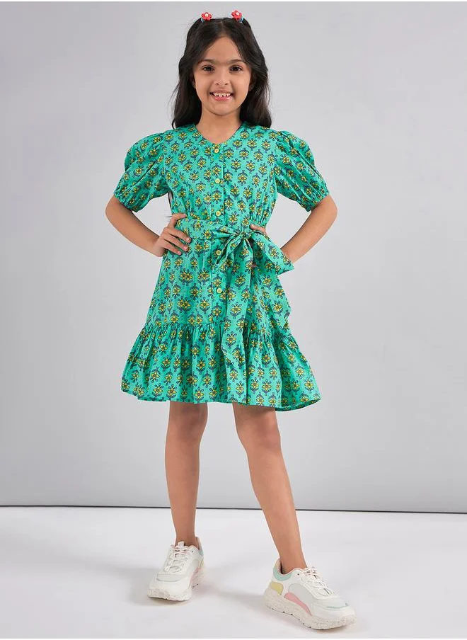 ستايلو بج Flower Print Fit and Flare Casual Dress by Styli