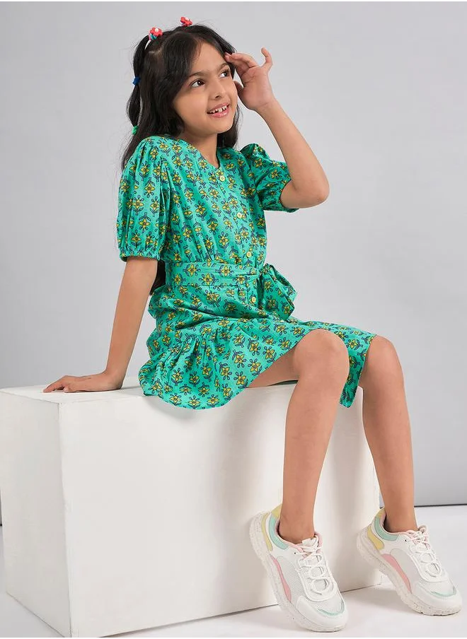 ستايلو بج Flower Print Fit and Flare Casual Dress by Styli
