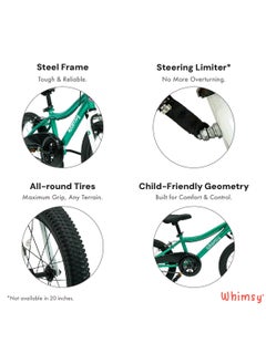 Whimsy Whimsy - Classic 16" Kids Bike  2-Minute Assembly, Handbrake, Child-Friendly Cycle, Adjustable Saddle - Green  - Image 3