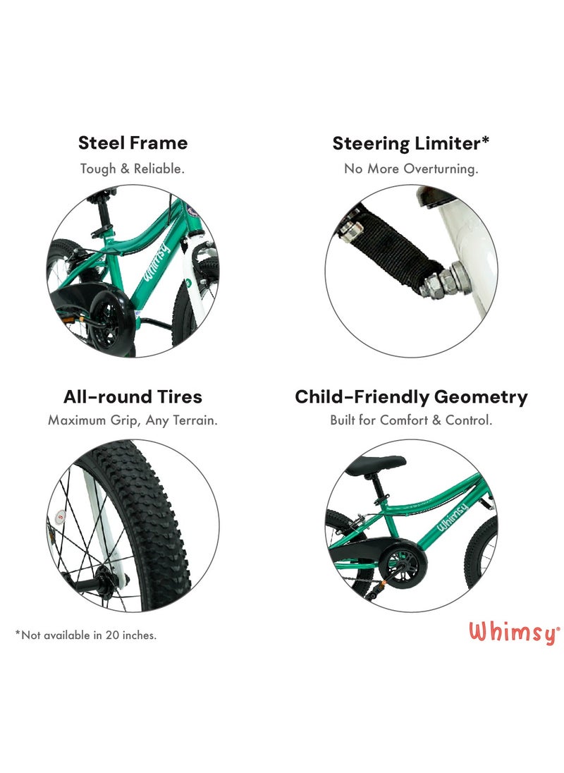 Whimsy Whimsy - Classic 16" Kids Bike  2-Minute Assembly, Handbrake, Child-Friendly Cycle, Adjustable Saddle - Green  - Image 3