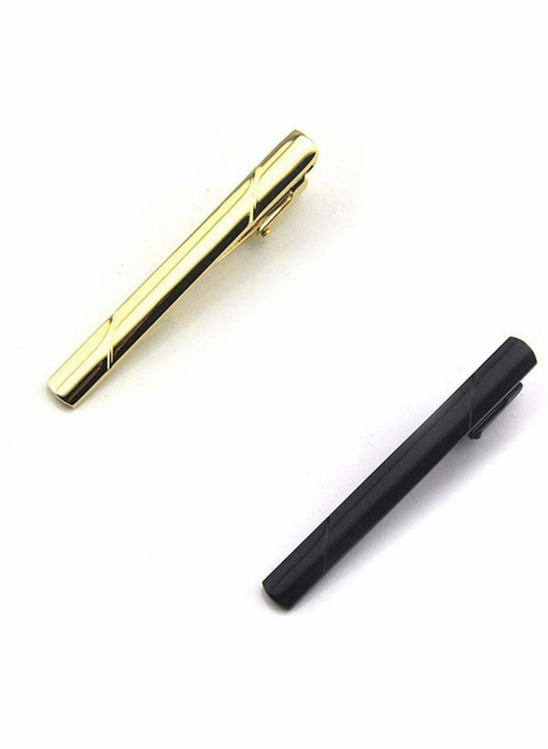 واي آند دي Stainless Steel Necktie Clips Simple Metal Tie Bar for Men Skinny Clasp Set Best Gift of Business Wedding Daily Dress Suit 4Pcs (Gold, Silver, Brilliant Black, Dark blue)  - Image 5
