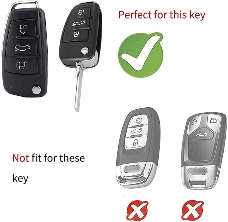ontto Leather Car Key Fob Cover Keyring for Audi Models - Red - Image 2