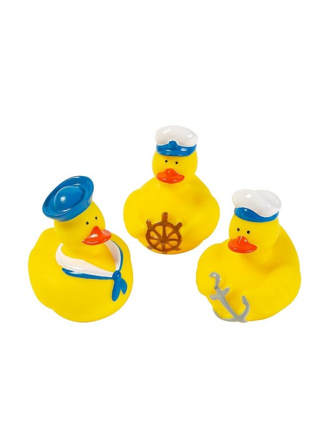 Fun Express Nautical Sailor Hat Rubber Ducks (Set of 12 Duckies) Party Favors and Supplies - VBS Vacation Bible School Supplies/Decor - Image 1