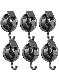 Suction Cup Hooks for Shower, Heavy Duty Vacuum Shower Hooks for Inside Shower, Gun Silver-Plated Plished Super Suction for Kitchen Bathroom Restroom, 6 Pack