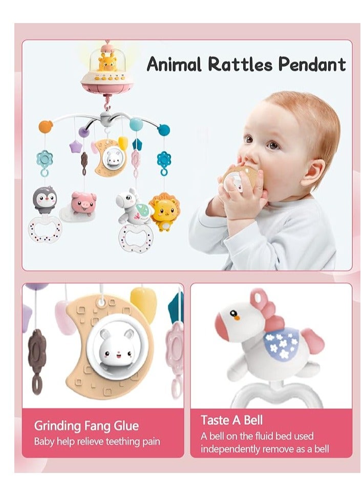 Baby Cot Mobile With Musicial, Lights, And Remote Control (Pink) - Image 4