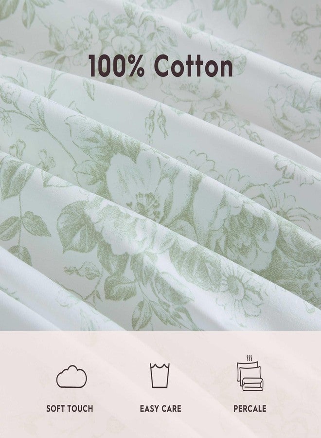 Laura Ashley - Full Sheets, Cotton Percale Bedding Set, Lightweight & Breathable Home Decor (Toile Delight Green, Full) - Image 5