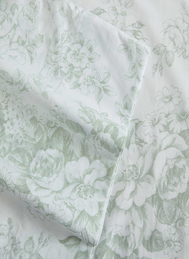 Laura Ashley - Full Sheets, Cotton Percale Bedding Set, Lightweight & Breathable Home Decor (Toile Delight Green, Full) - Image 2