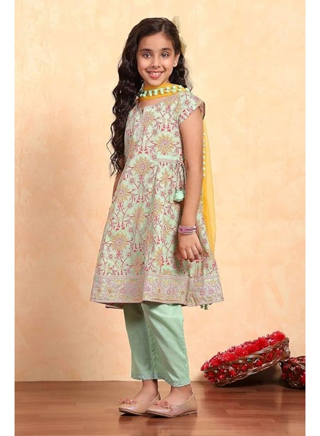 Biba Girls 100% Cotton Short Sleeve Floral Print Flared Kurta Set 6to7y - Image 3