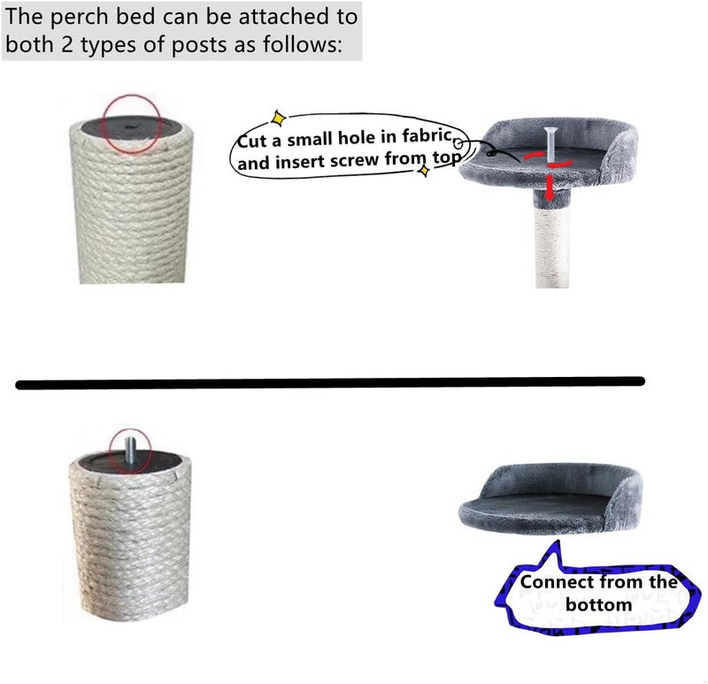 13.5" أجزاء استبدال ملحقات برج شجرة القطط، منصة سرير الجثم العلوية، إضافة لبرج القطط (شبه محاط M8) - Image 2