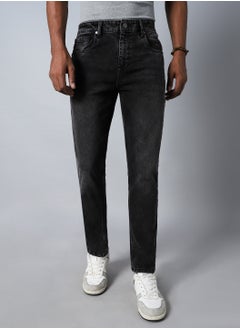 HIGH STAR Straight Fit Black Jeans for Men, Mid-Rise and Heavy Fade  - Image 2