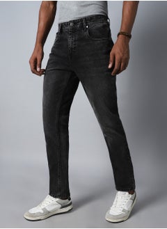 HIGH STAR Straight Fit Black Jeans for Men, Mid-Rise and Heavy Fade  - Image 3