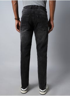HIGH STAR Straight Fit Black Jeans for Men, Mid-Rise and Heavy Fade  - Image 5