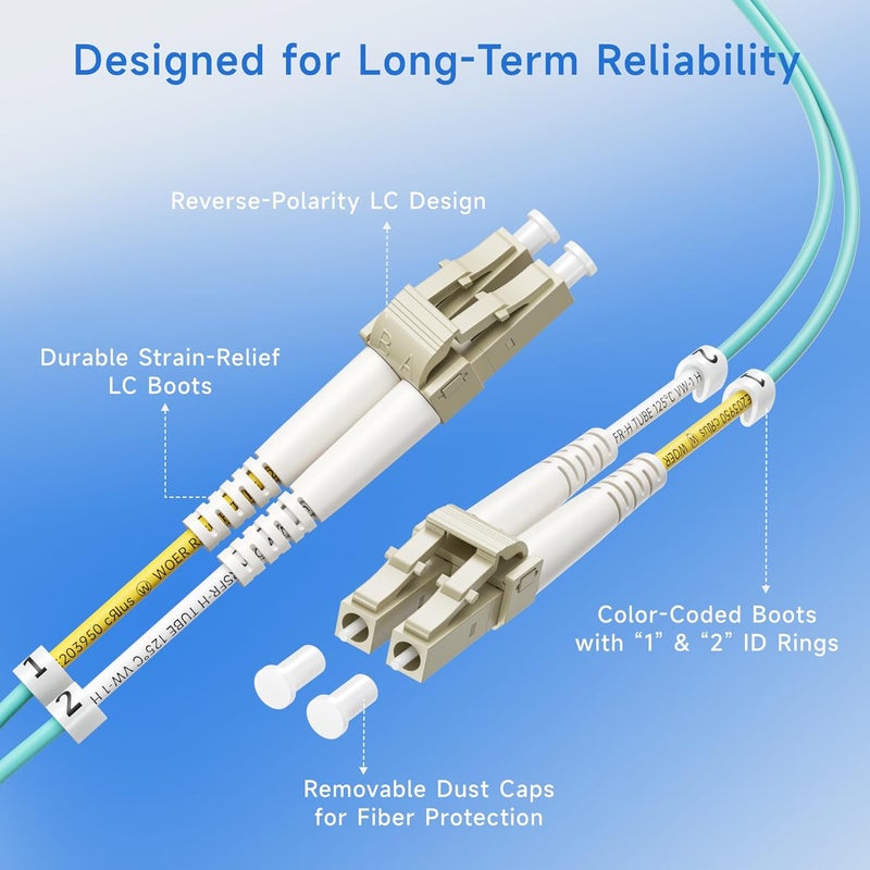 CableMatters 40Gb OFNP Plenum Rated Multimode Duplex 50/125 OM3 Fiber Cable, Short LC to LC Fiber Optic Cable - 3.3ft / 1m - Image 4