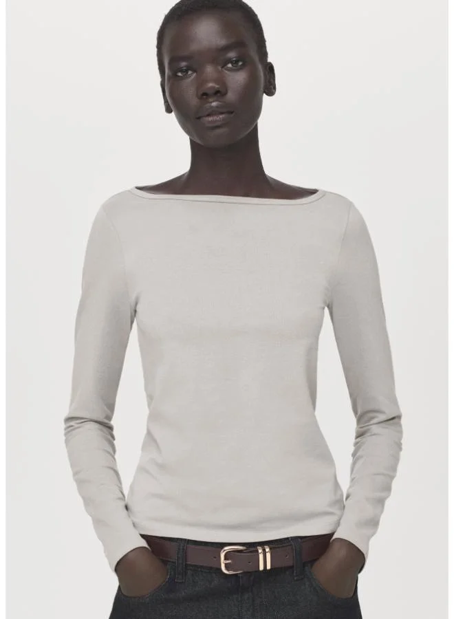 Mango Cotton boat neck t-shirt