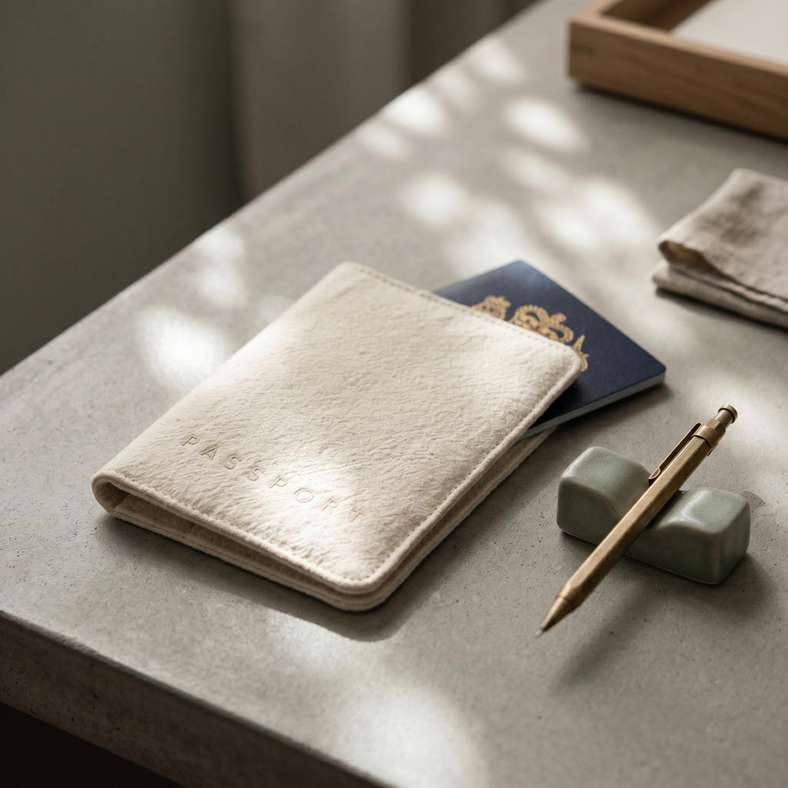 Pan Home Byron Crinkle Cotton Passport Holder 10x14cm - Natural - 262PSF9900057 - Image 1