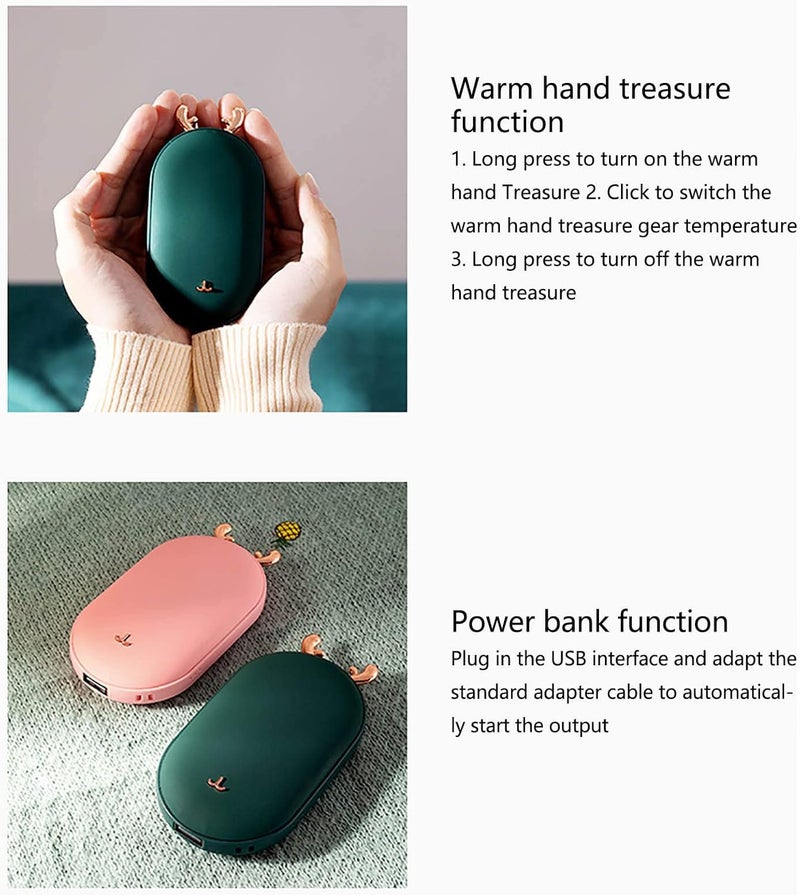 ويوبلز مدفئات يدوية قابلة لإعادة الشحن على شكل غزال عيد الميلاد، مدفأة جيب شتوية محمولة/باور بانك، مدفأة صغيرة تعمل بمنفذ USB، تسخين فوري فائق السرعة على 3 مستويات حتى 60 درجة مئوية، مثالية للاستخدام الخارجي، هدية رائعة للرجال والنساء - Image 5