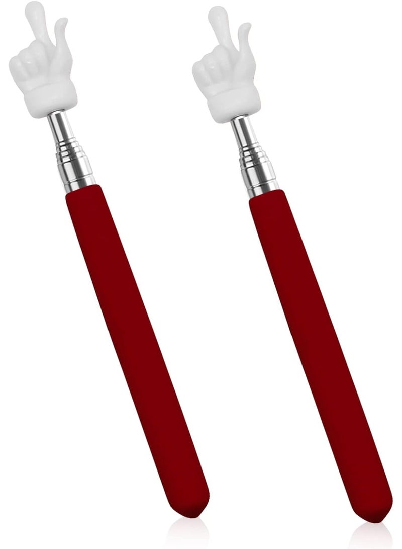 Meetion 2 Pcs Telescopic Teacher Pointer Finger, Mini Retractable Hand Pointer Teacher Pointers for Classroom, Extendable Pointer Finger Pointer Stick Elementary School Kindergarten Teacher Supplies (Red) - Image 1